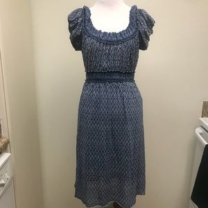 Max Studio Navy Blue and White Dress